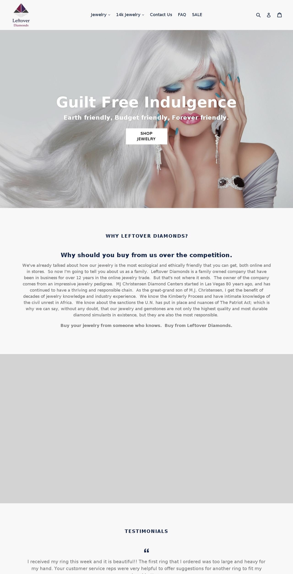 leftoverdiamonds.com shopify website screenshot