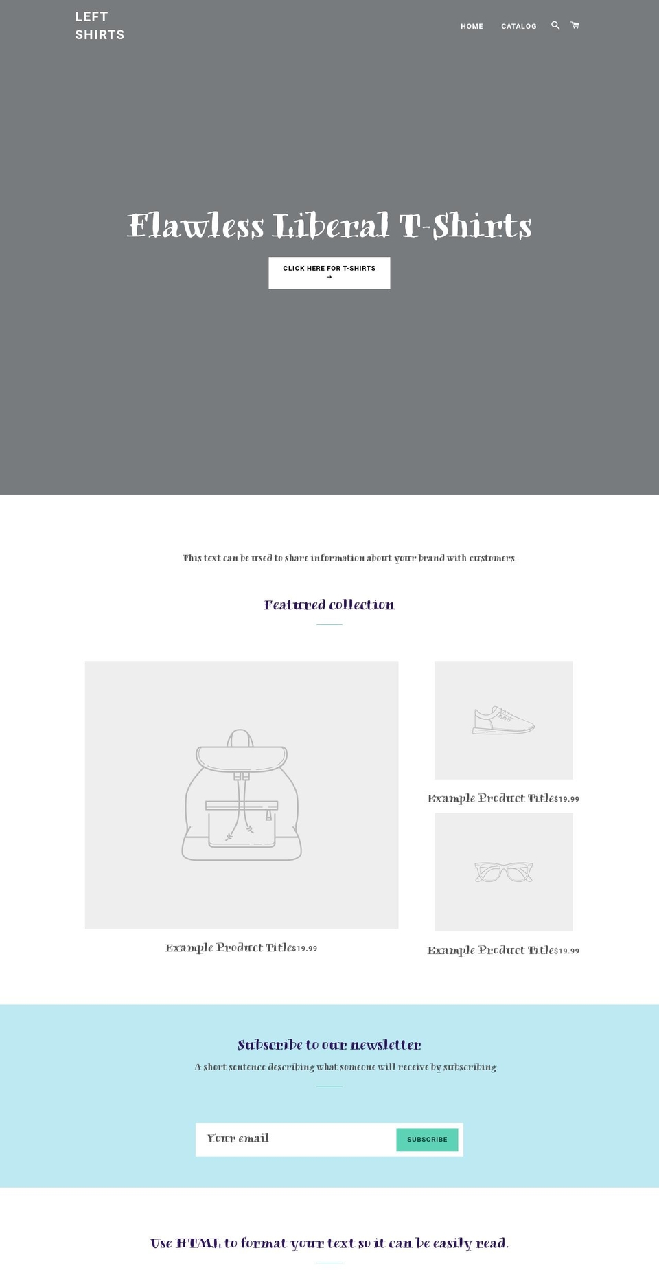 leftshirts.com — Shopify storefront screenshot