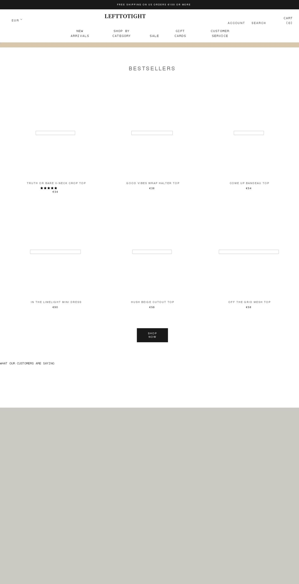 lefttotight.com shopify website screenshot