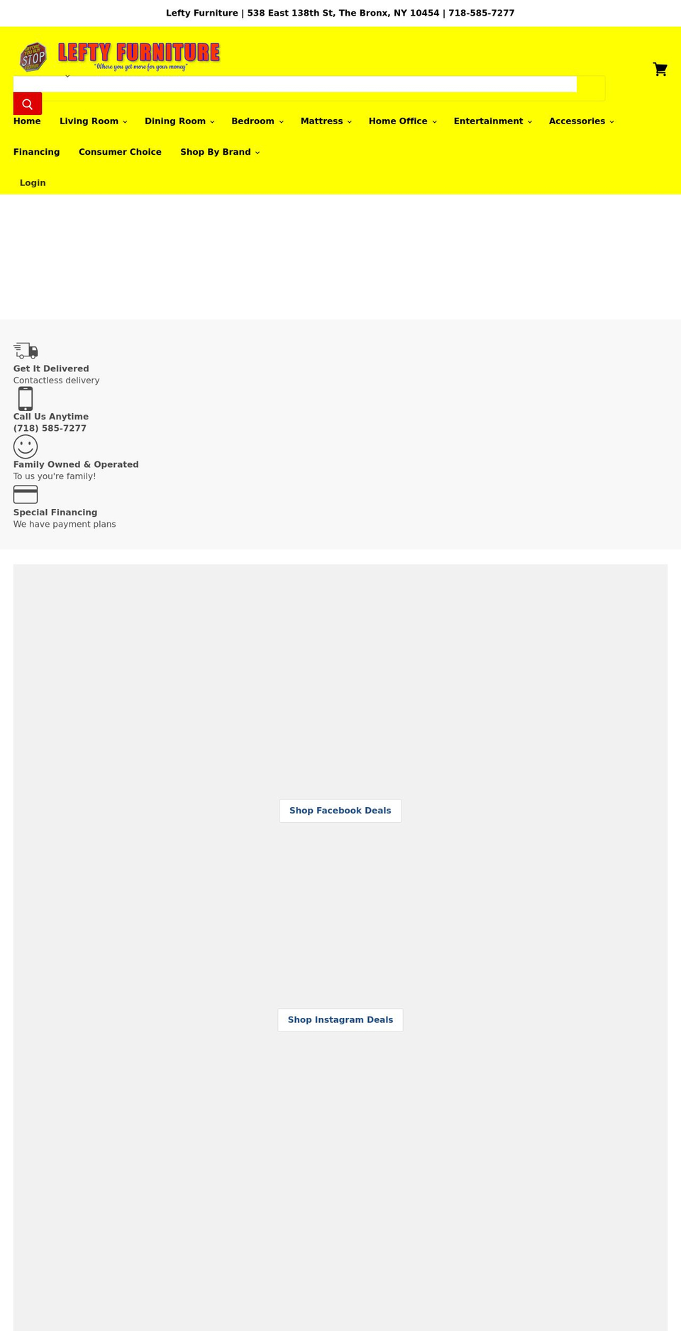 leftyfurniture.com shopify website screenshot