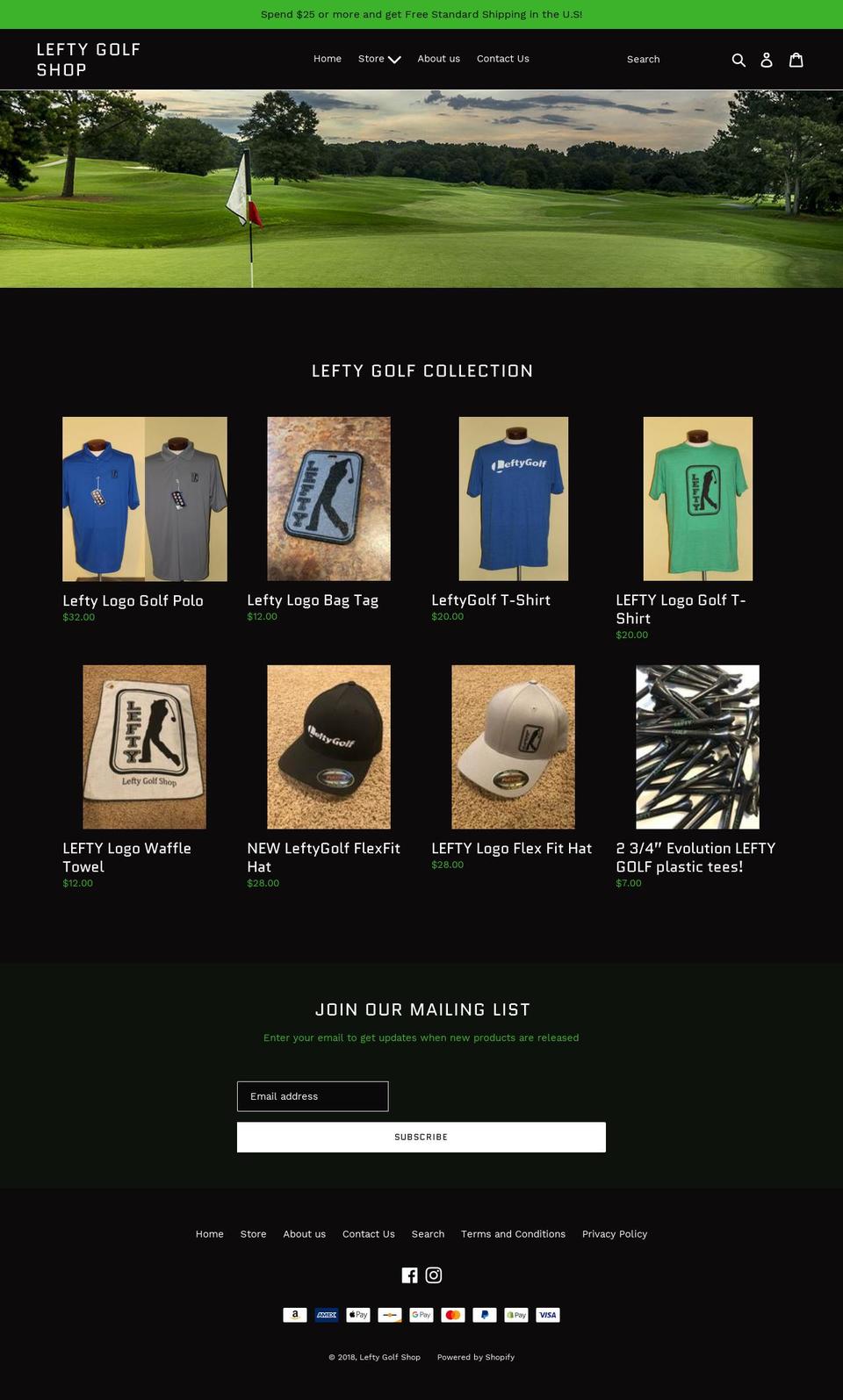 leftygolfshop.com — Shopify storefront screenshot