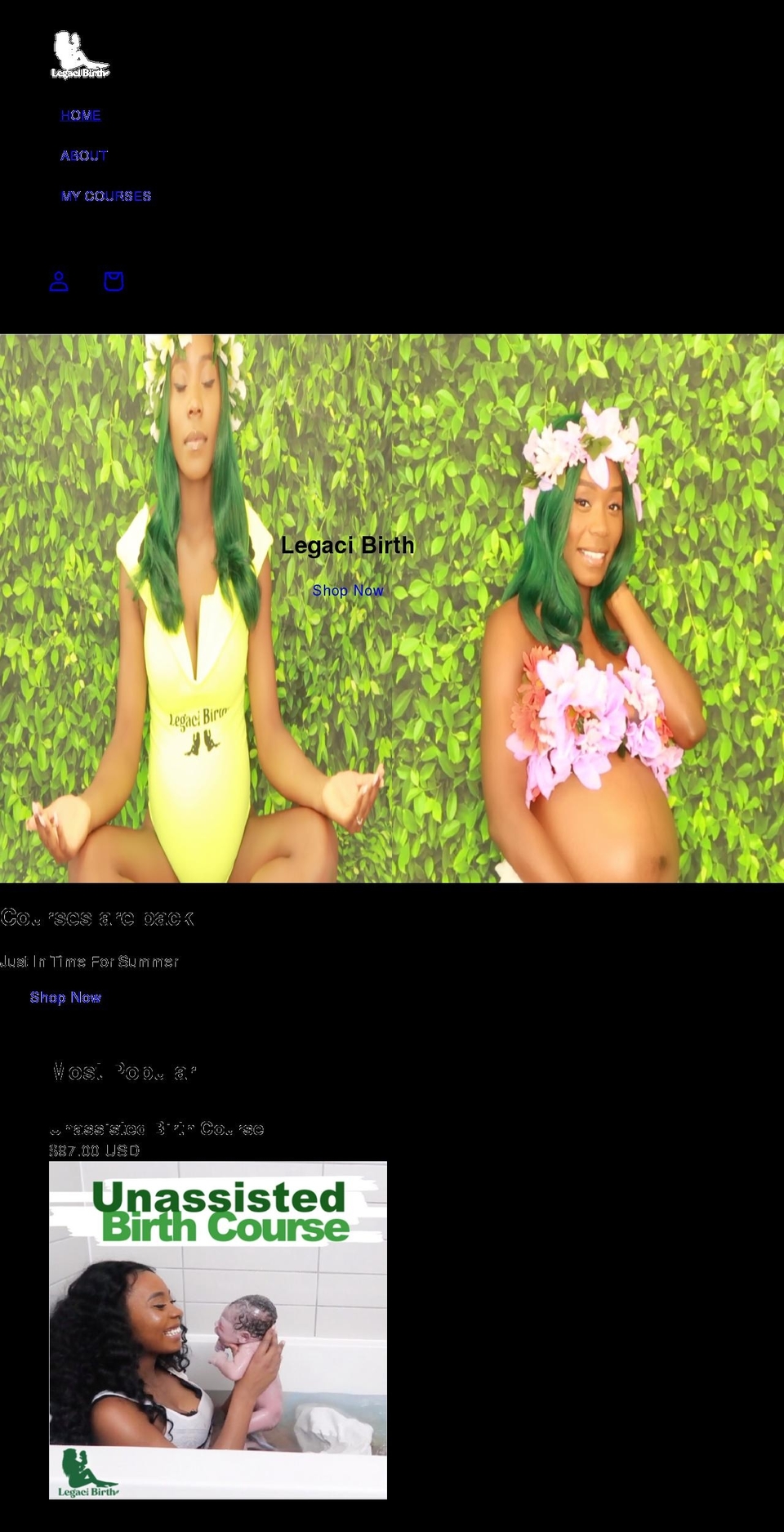 legacibirth.com shopify website screenshot