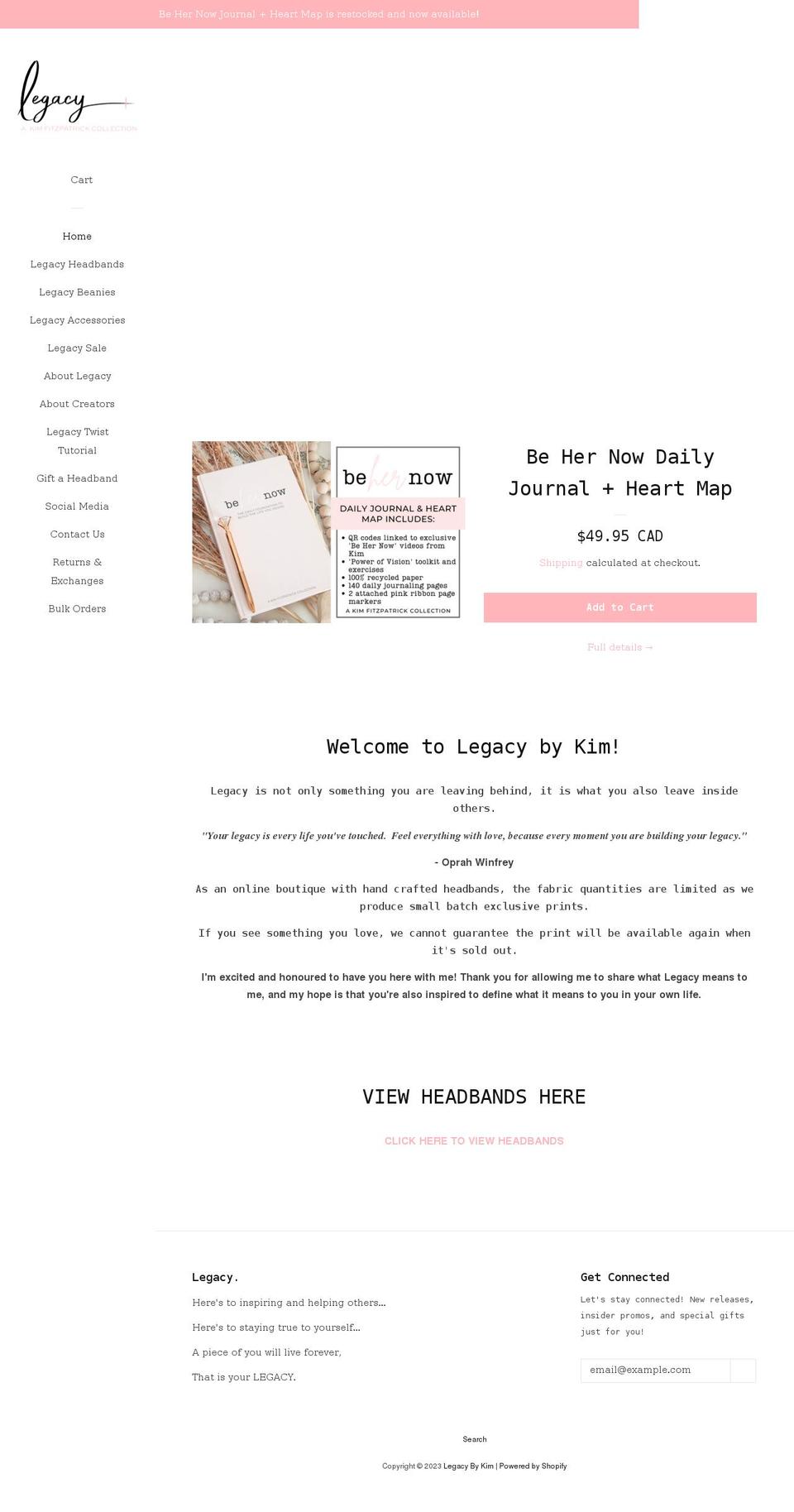 legacybykim.com shopify website screenshot
