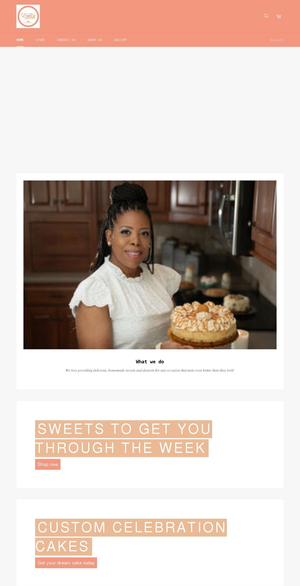 legacycakescourtesies.com shopify website screenshot