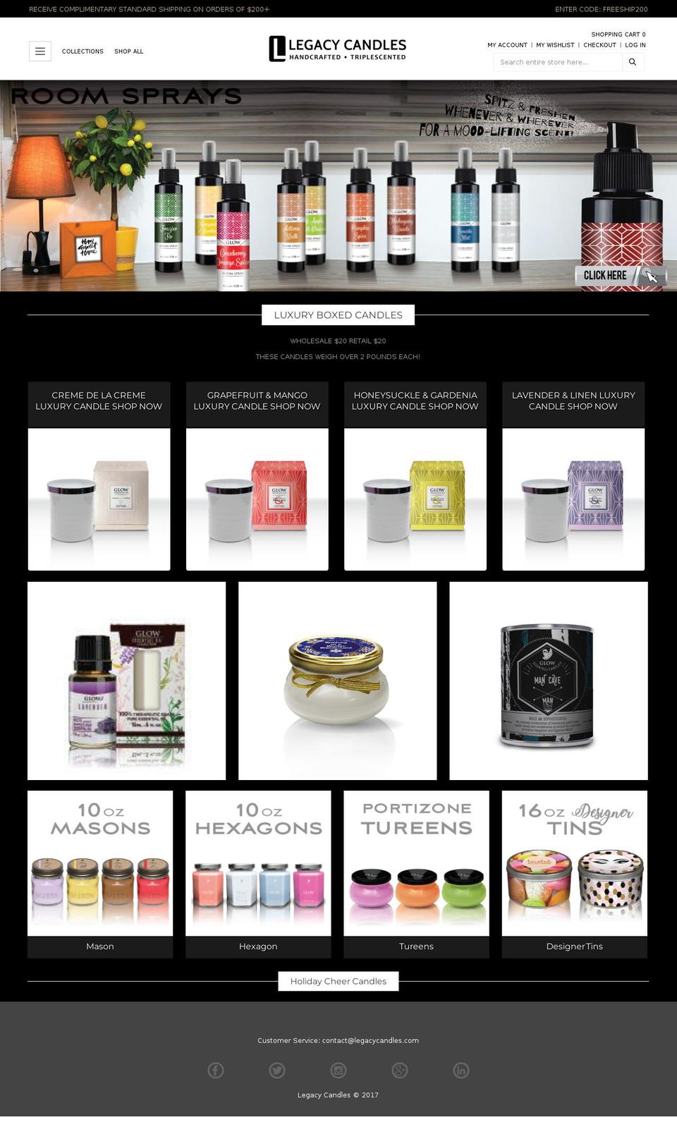 legacycandleswholesale.com — Shopify storefront screenshot
