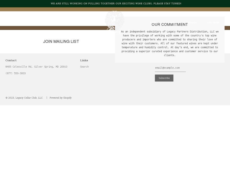 legacycellarclub.com shopify website screenshot