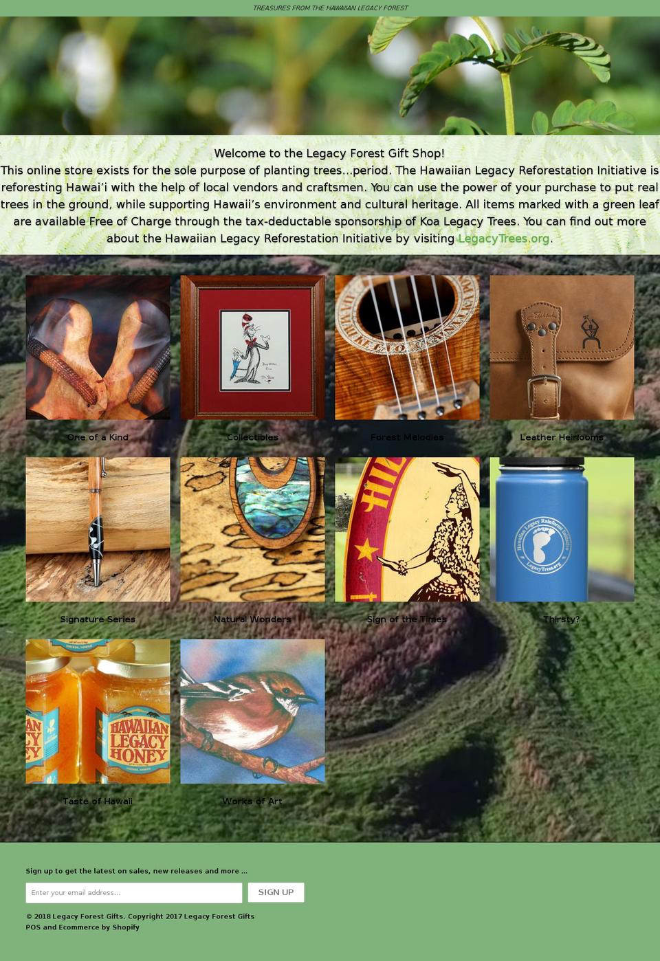 legacyforestgifts.org shopify website screenshot