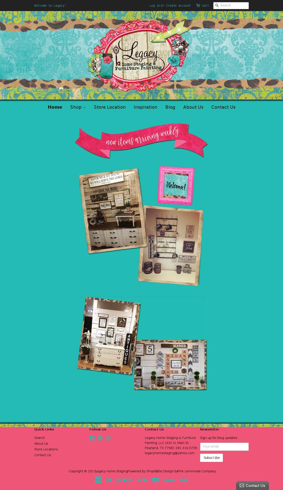 legacyhomestaging.com shopify website screenshot