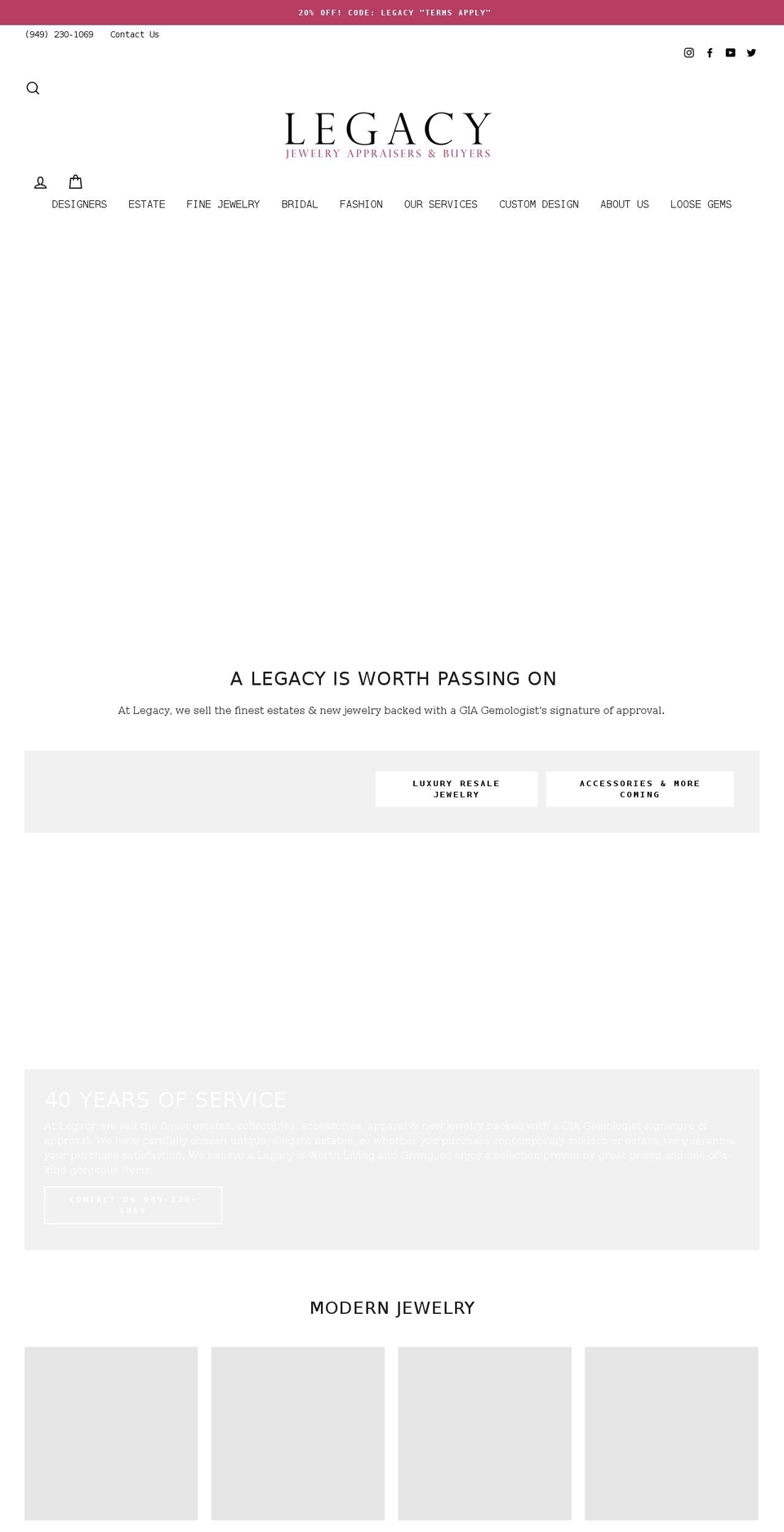 legacyjewelryoc.com — Shopify storefront screenshot