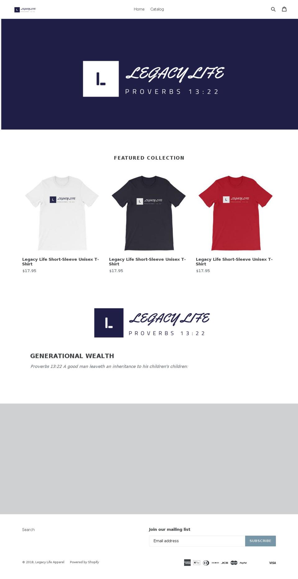 legacylifeapparel.com — Shopify storefront screenshot