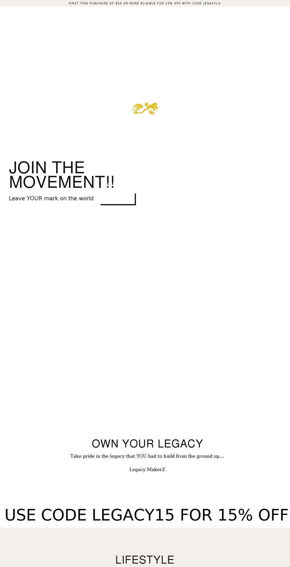 legacymakerzapparel.com shopify website screenshot