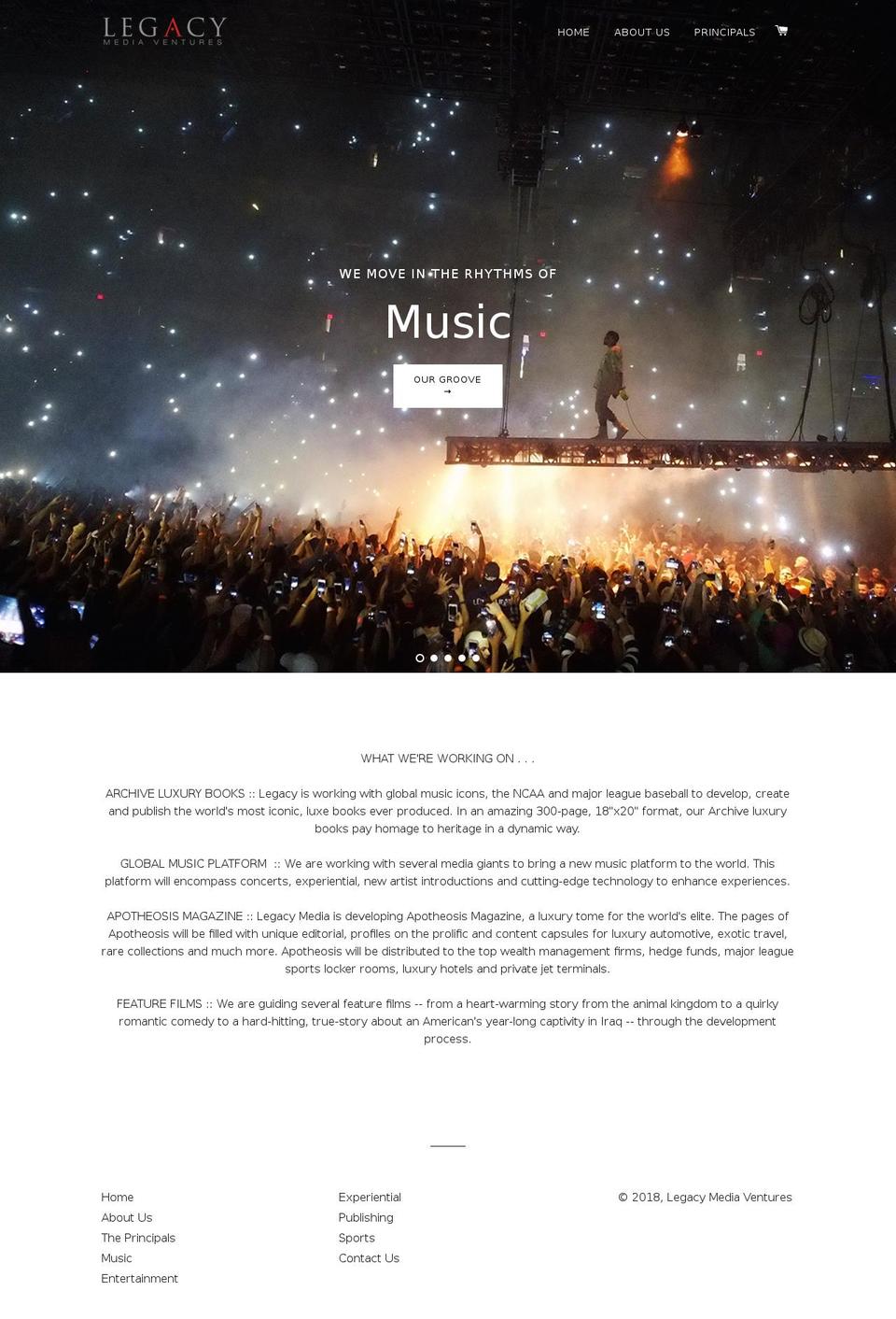 legacymediaventures.com — Shopify storefront screenshot