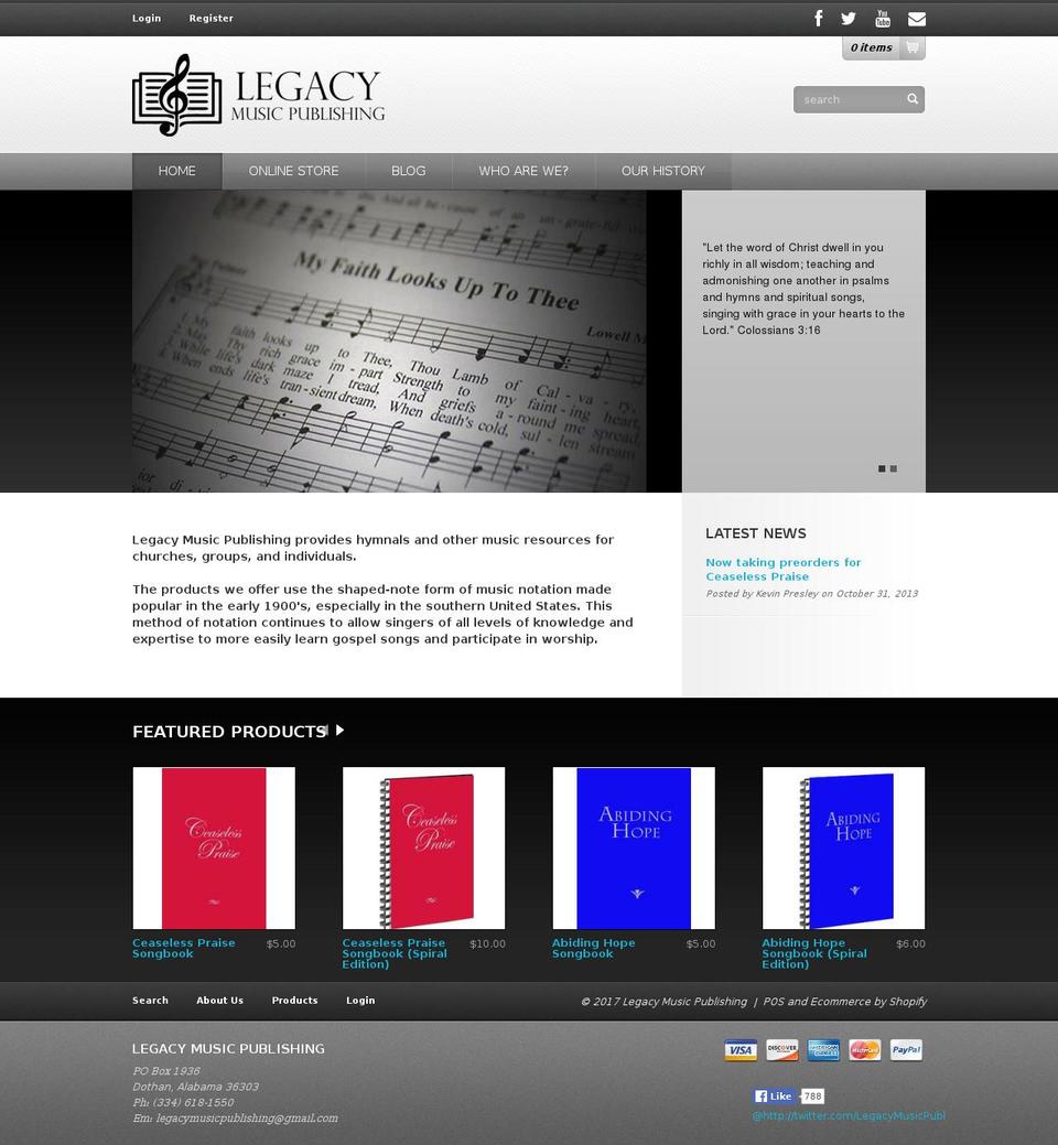 Stratus Shopify theme site example legacymusicpublishing.com