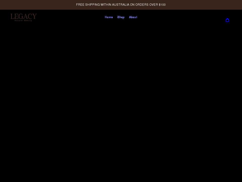 legacynaturalbeauty.com shopify website screenshot
