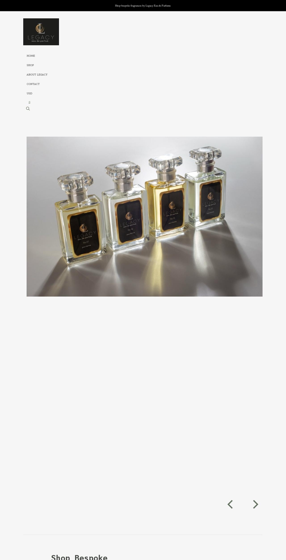 legacyparfums.com shopify website screenshot