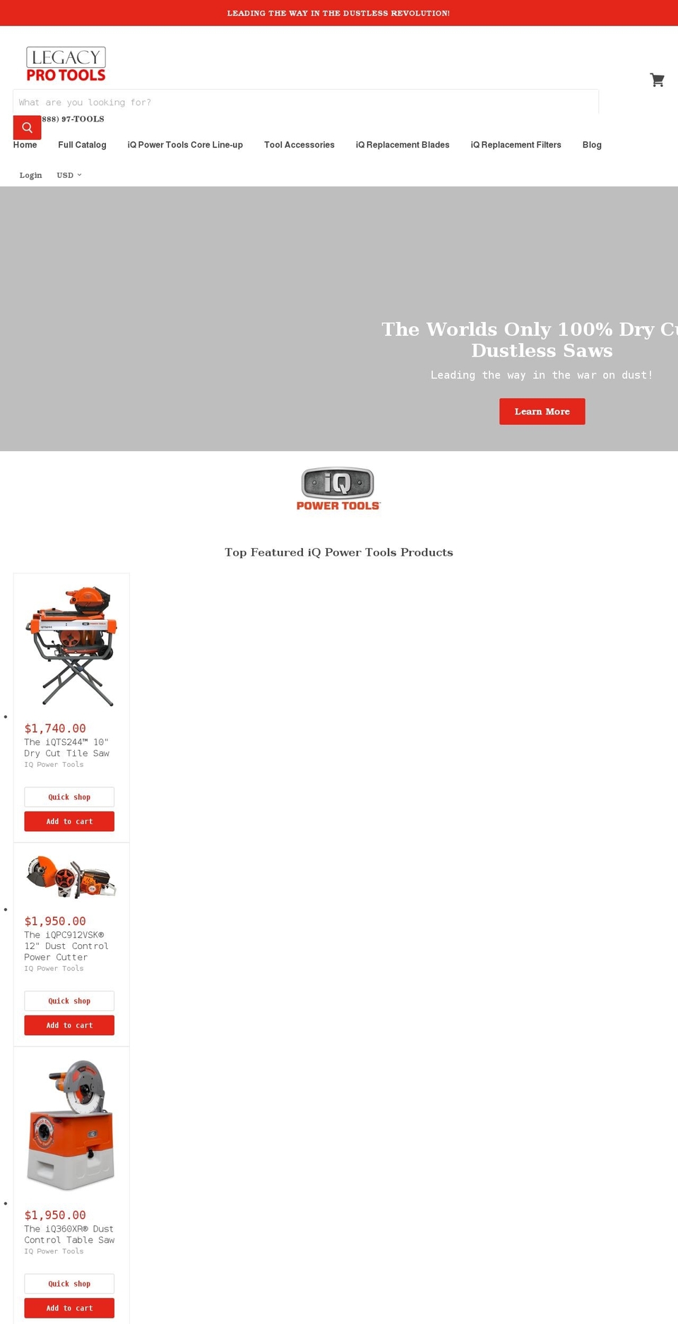 legacyprotools.com shopify website screenshot