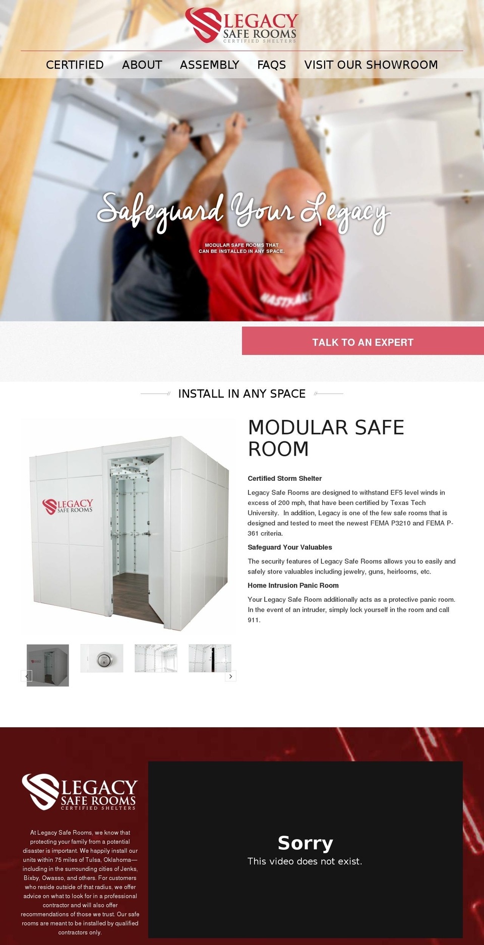 legacysaferooms.com shopify website screenshot