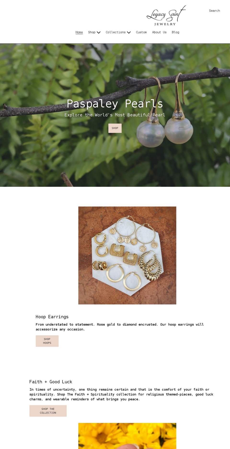 legacysaintjewelry.com shopify website screenshot