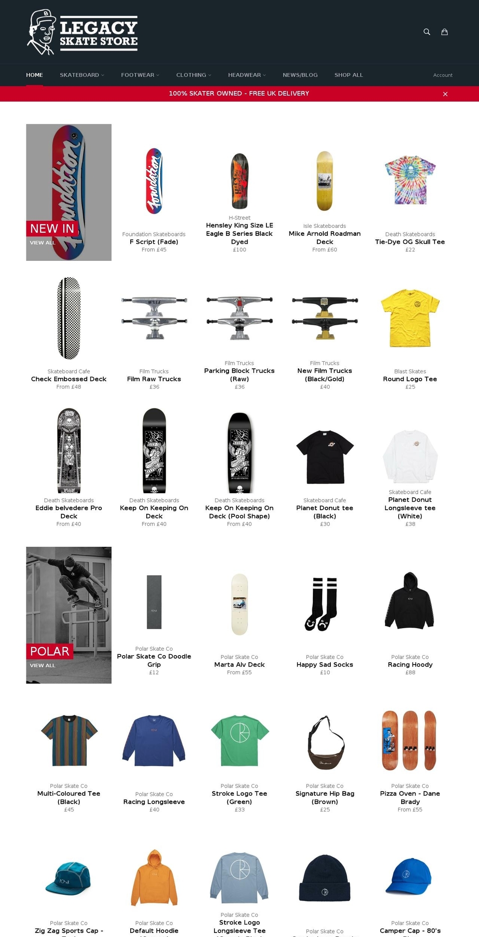 legacyskatestore.co.uk shopify website screenshot