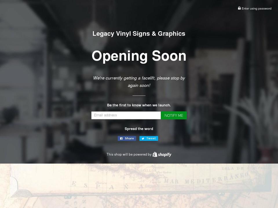 legacyvinylsigns.com — Shopify storefront screenshot