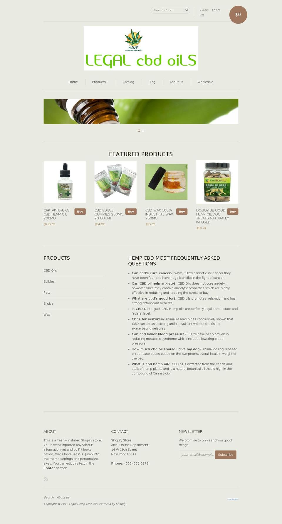 legalcbdoils.com shopify website screenshot