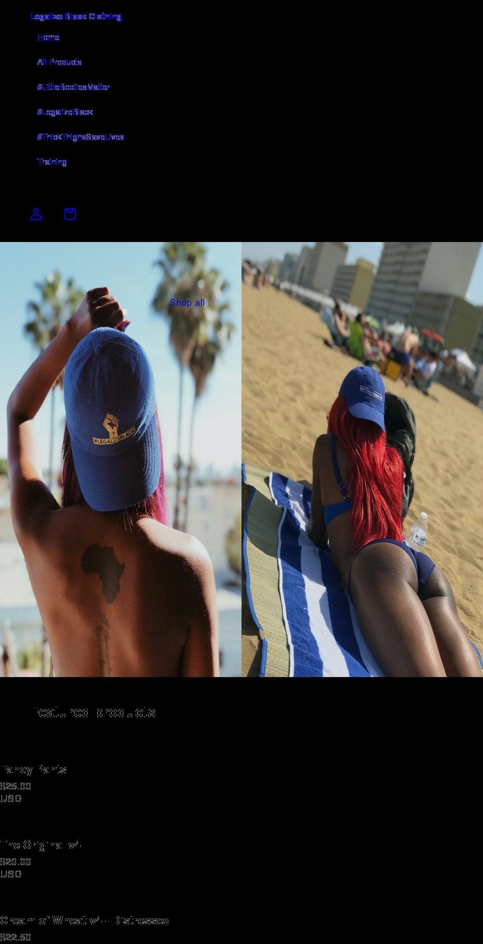 legalizeblackclothing.com shopify website screenshot