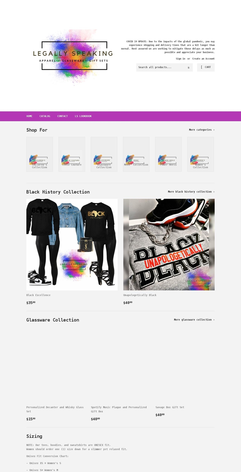 legallyspeakingtees.com — Shopify storefront screenshot