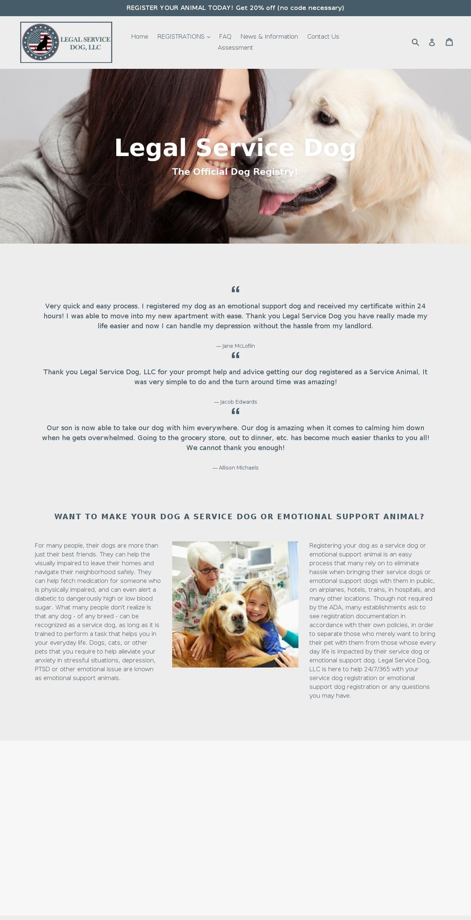 legalservicedog.com — Shopify storefront screenshot
