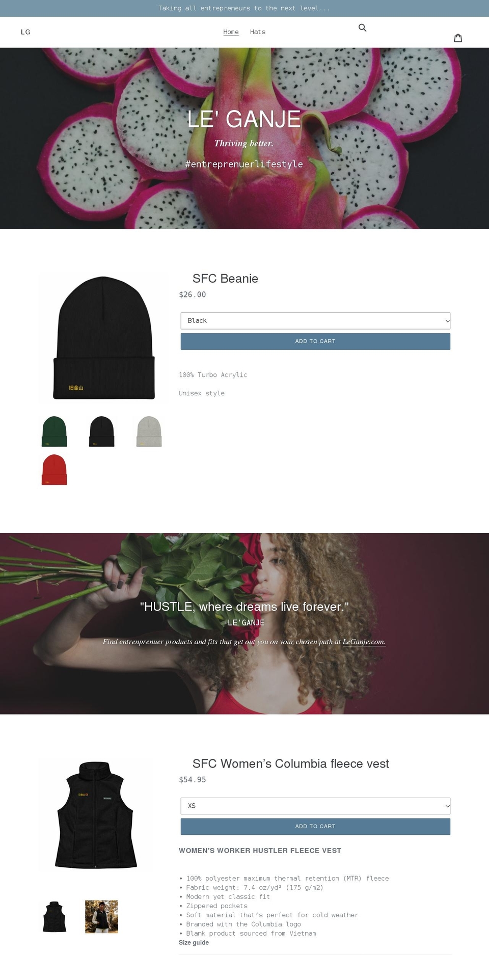 leganje.com — Shopify storefront screenshot