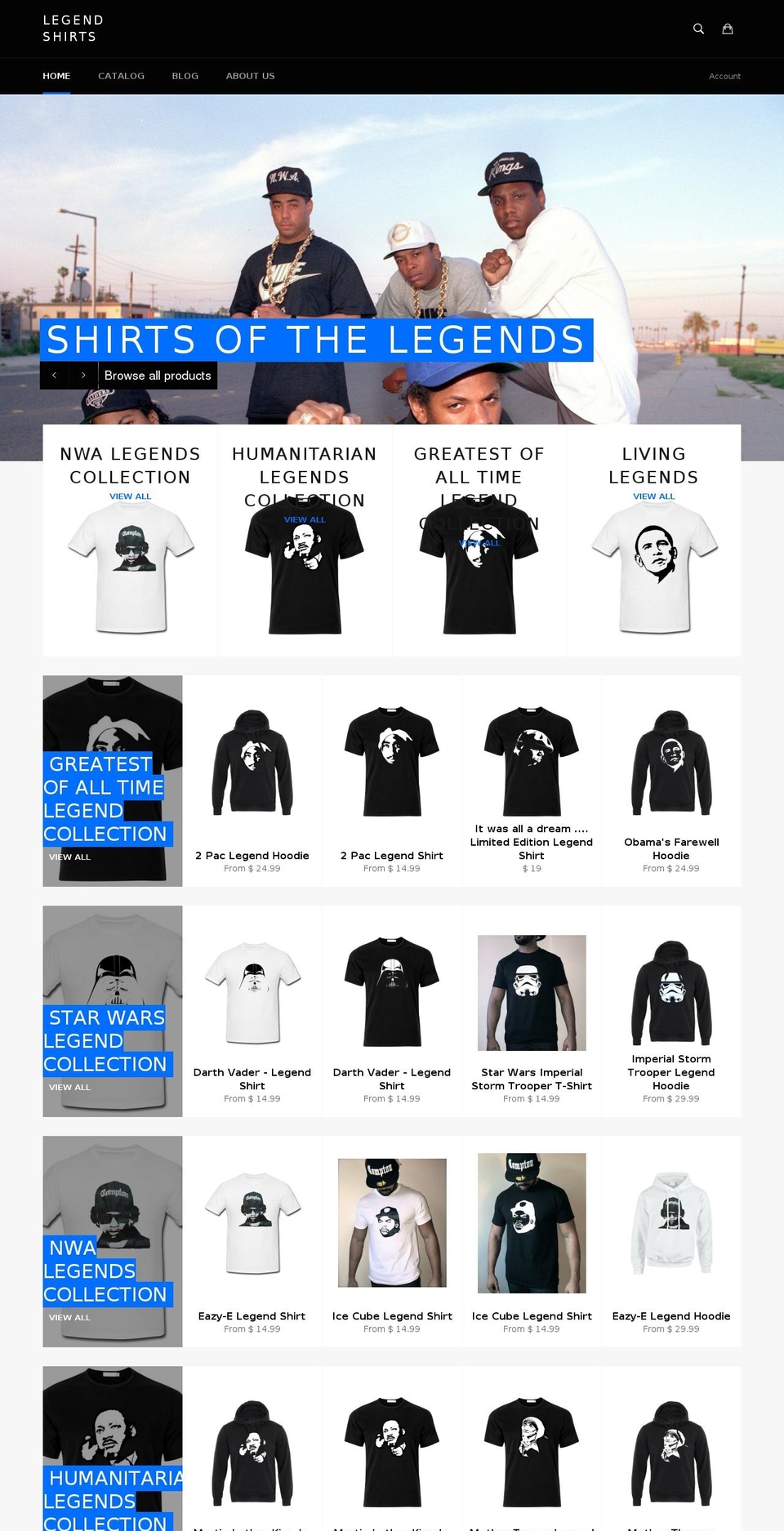 legend-shirts.com shopify website screenshot