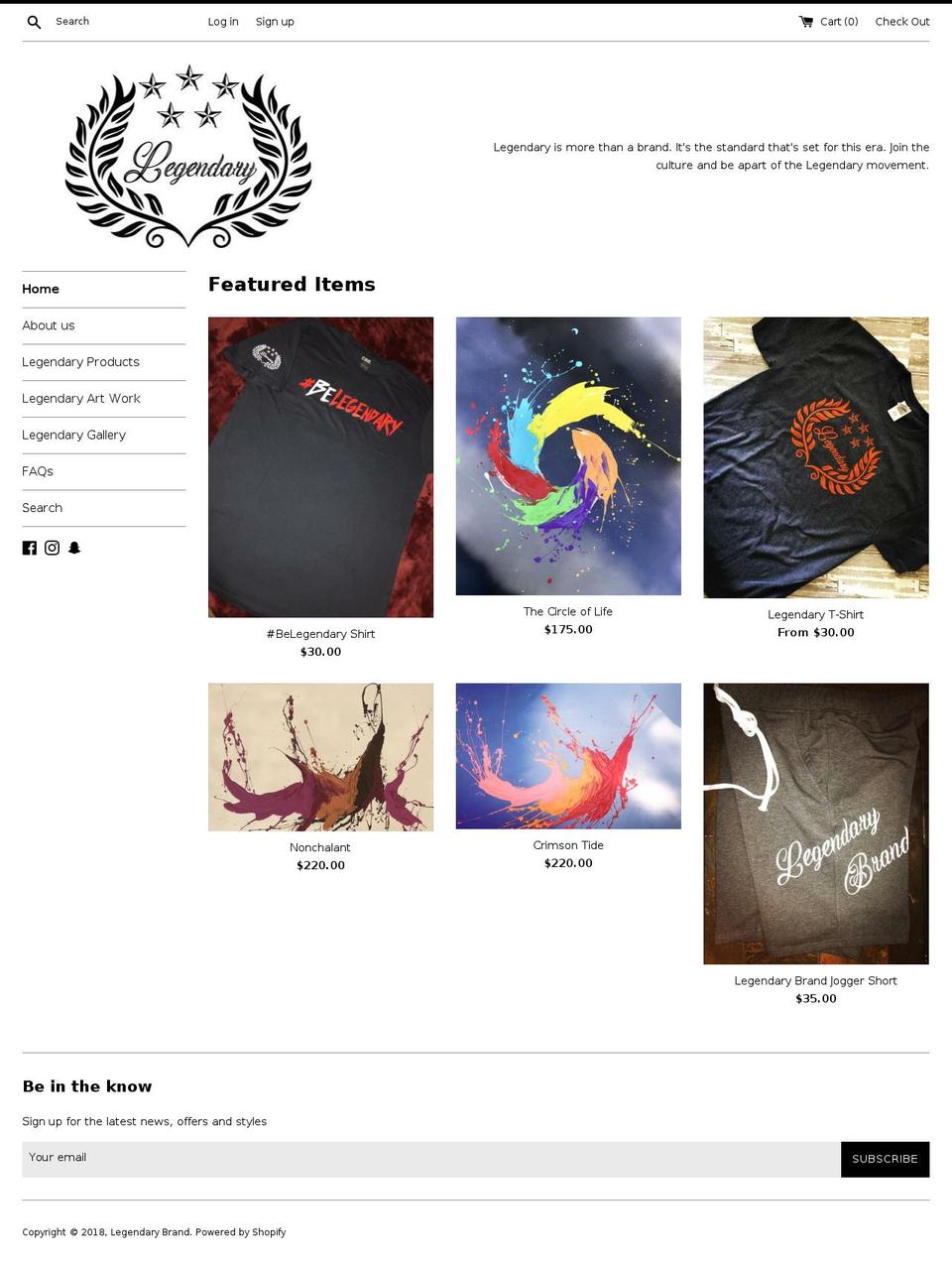 legendary-brand.com — Shopify storefront screenshot