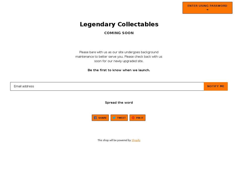 legendarycollectables.com — Shopify storefront screenshot