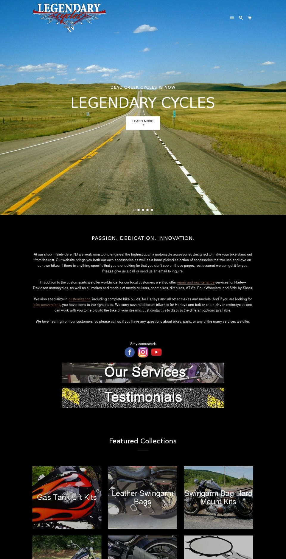 legendarycycles.com shopify website screenshot