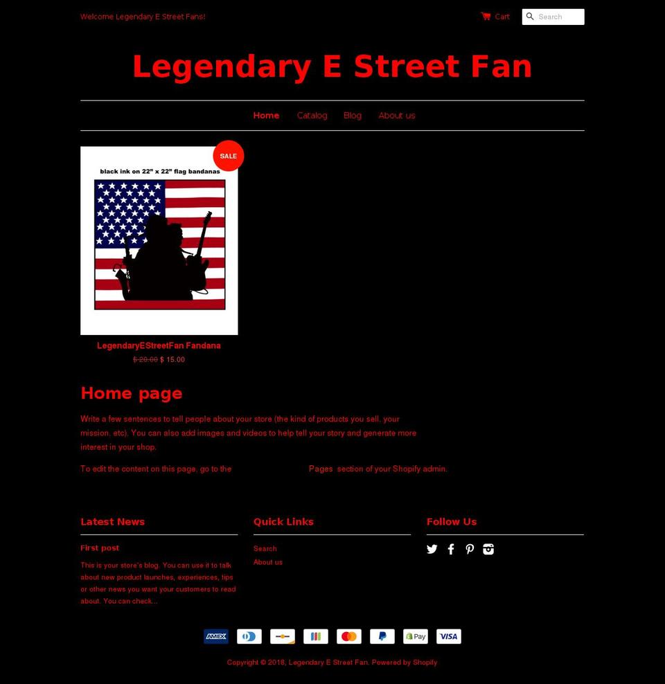 legendaryestreetfan.com — Shopify storefront screenshot