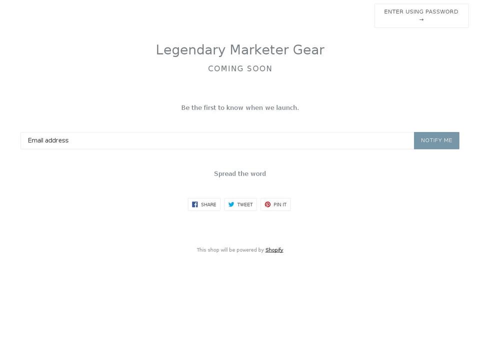 legendarygear.net shopify website screenshot