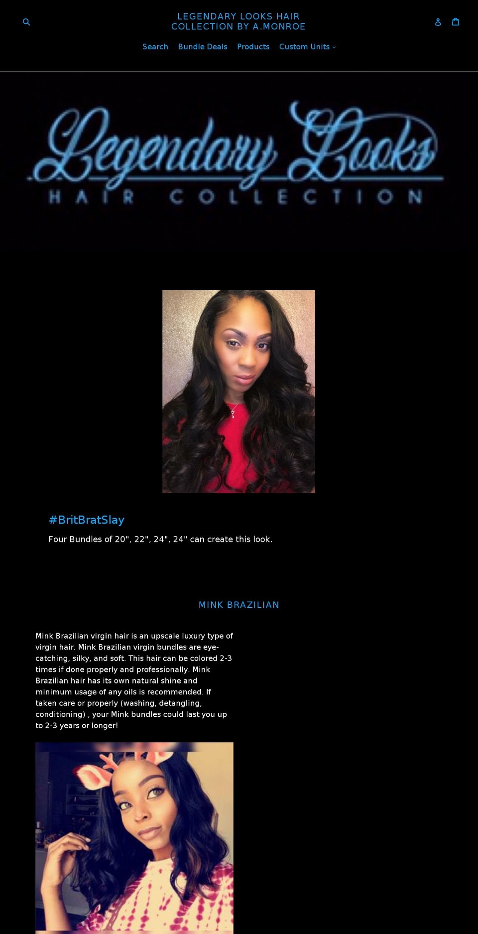 legendarylookshaircollection.com — Shopify storefront screenshot