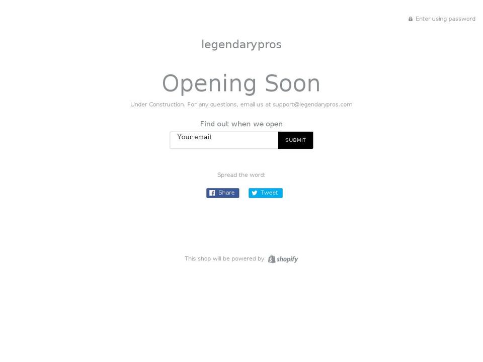 legendarypros.com shopify website screenshot