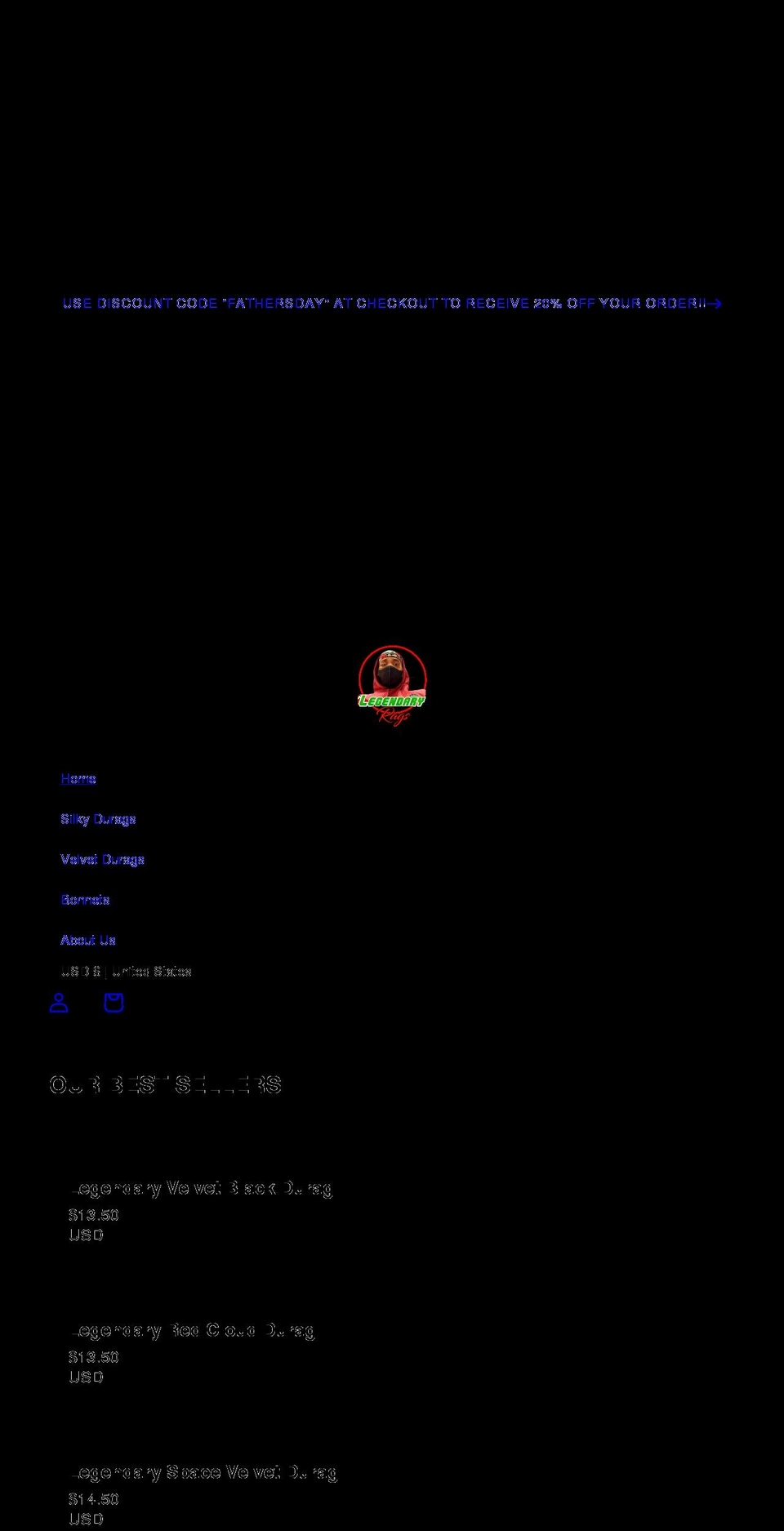 legendaryrags.com shopify website screenshot