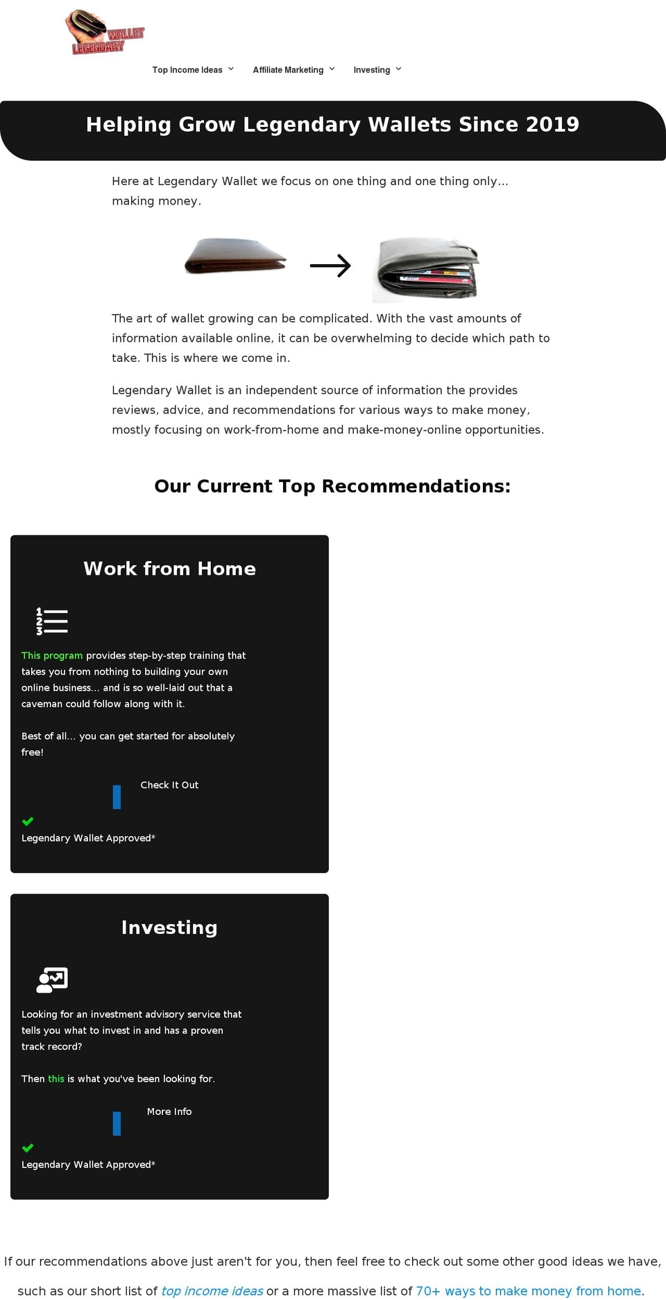 legendarywallet.com — Shopify storefront screenshot