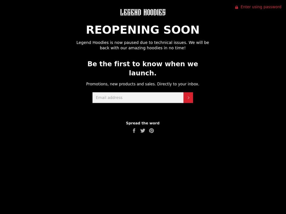 legendhoodies.com shopify website screenshot