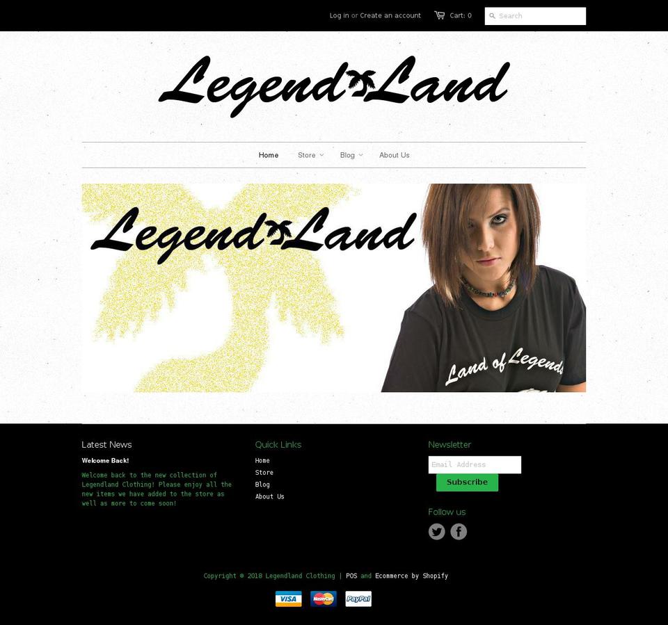 legendlandclothing.com — Shopify storefront screenshot