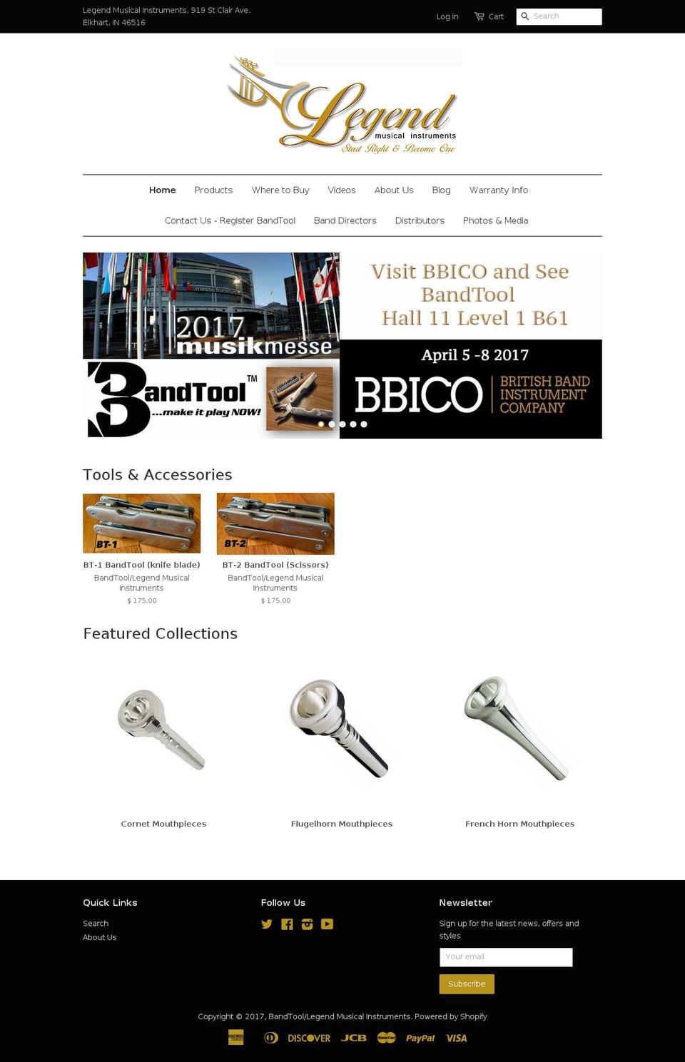 legendmusicalinstruments.com shopify website screenshot