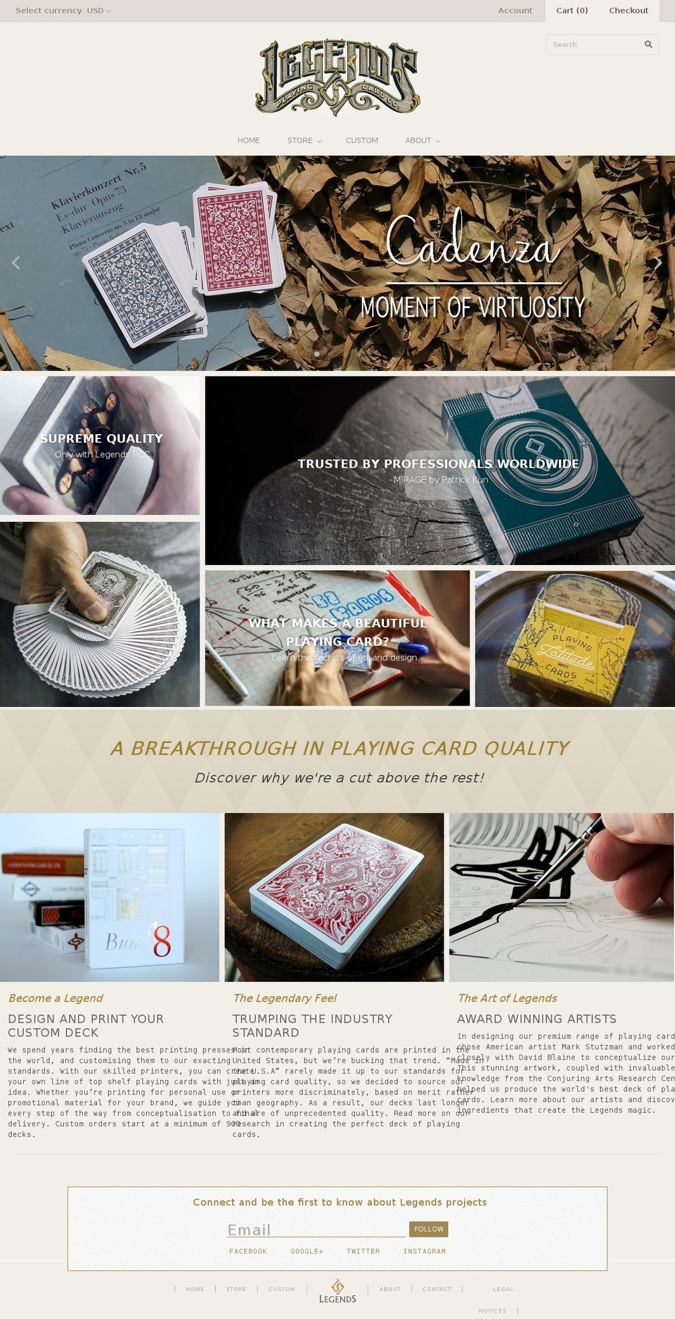 TMG Grid Shopify theme site example legendplayingcards.com