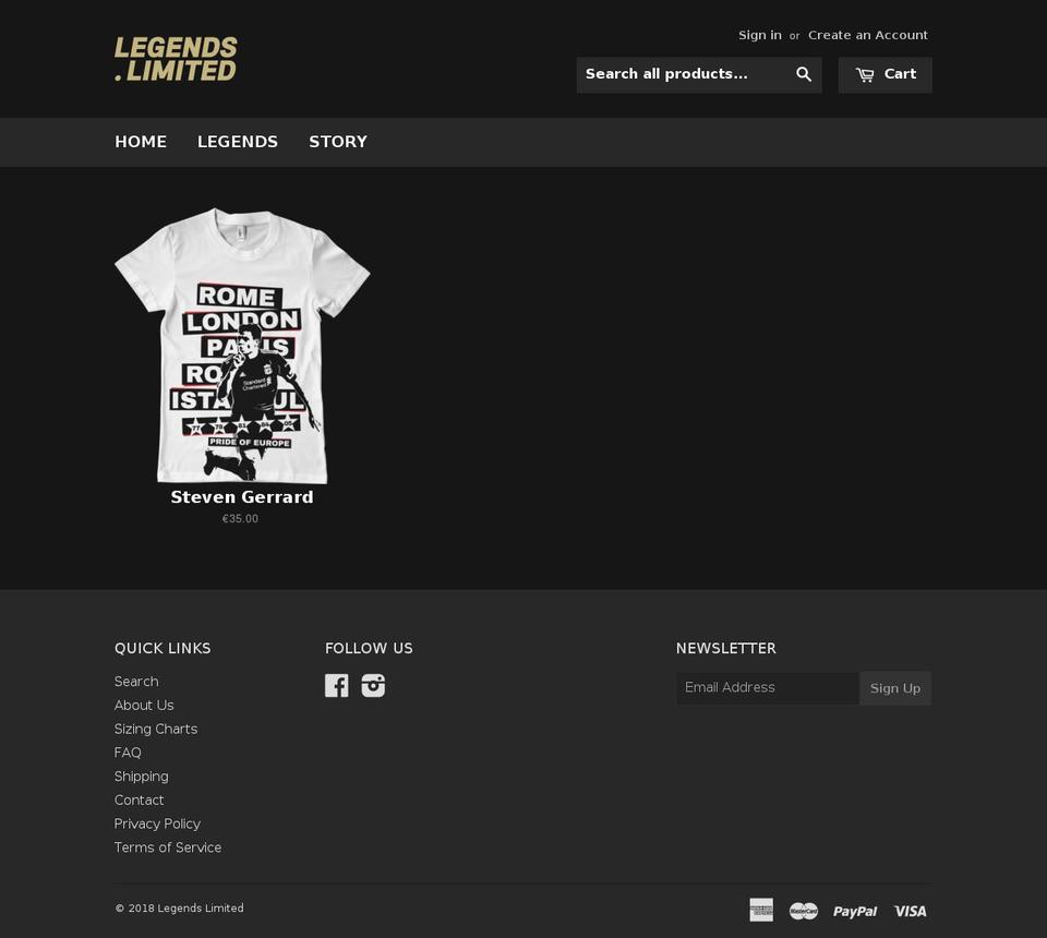 legends.limited shopify website screenshot