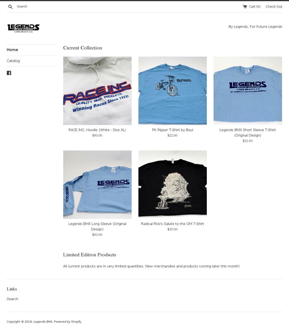legendsbmx.com — Shopify storefront screenshot
