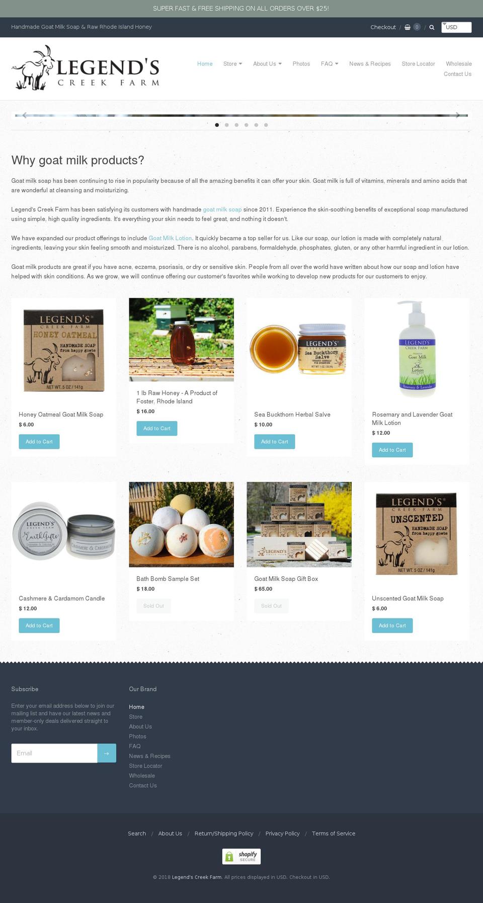 legendscreek.com — Shopify storefront screenshot
