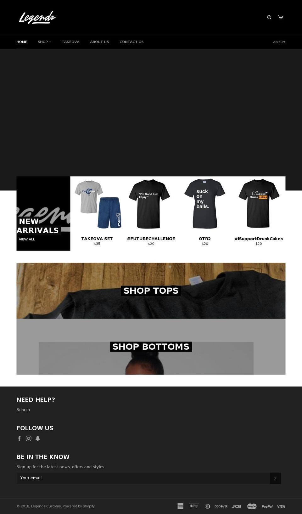 legendscustomsllc.com — Shopify storefront screenshot