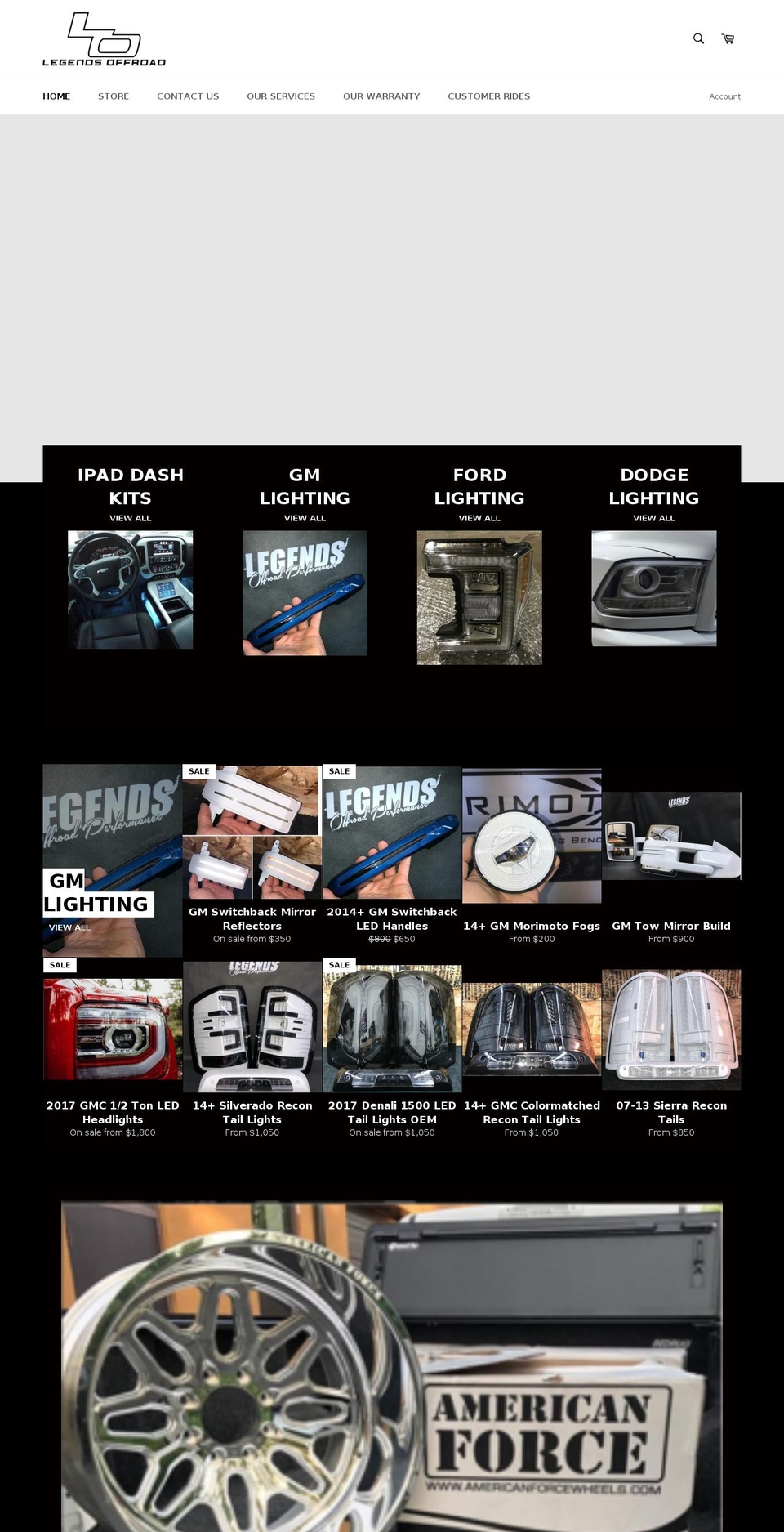 legendsoffroad.net shopify website screenshot