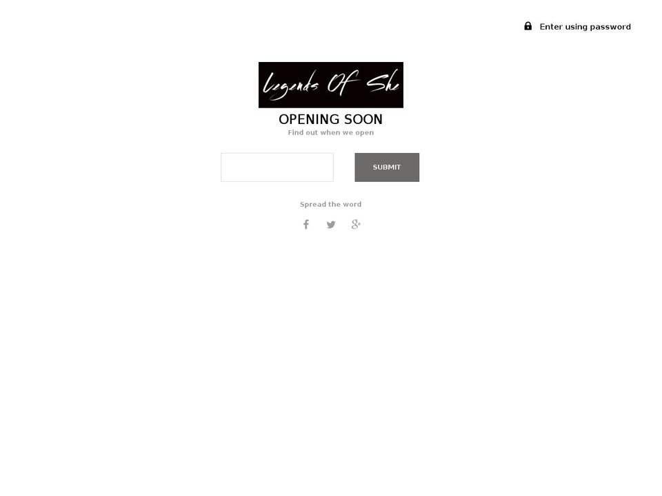 legendsofshe.com shopify website screenshot