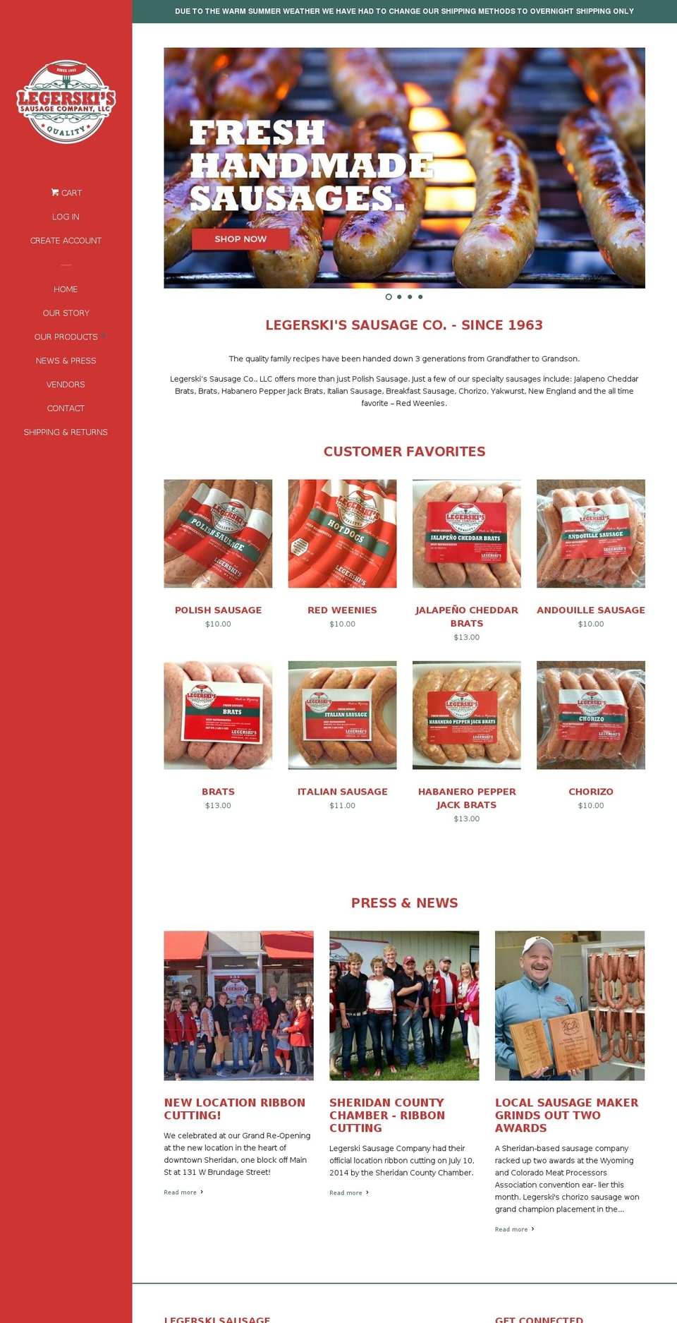 legerskisausage.com shopify website screenshot